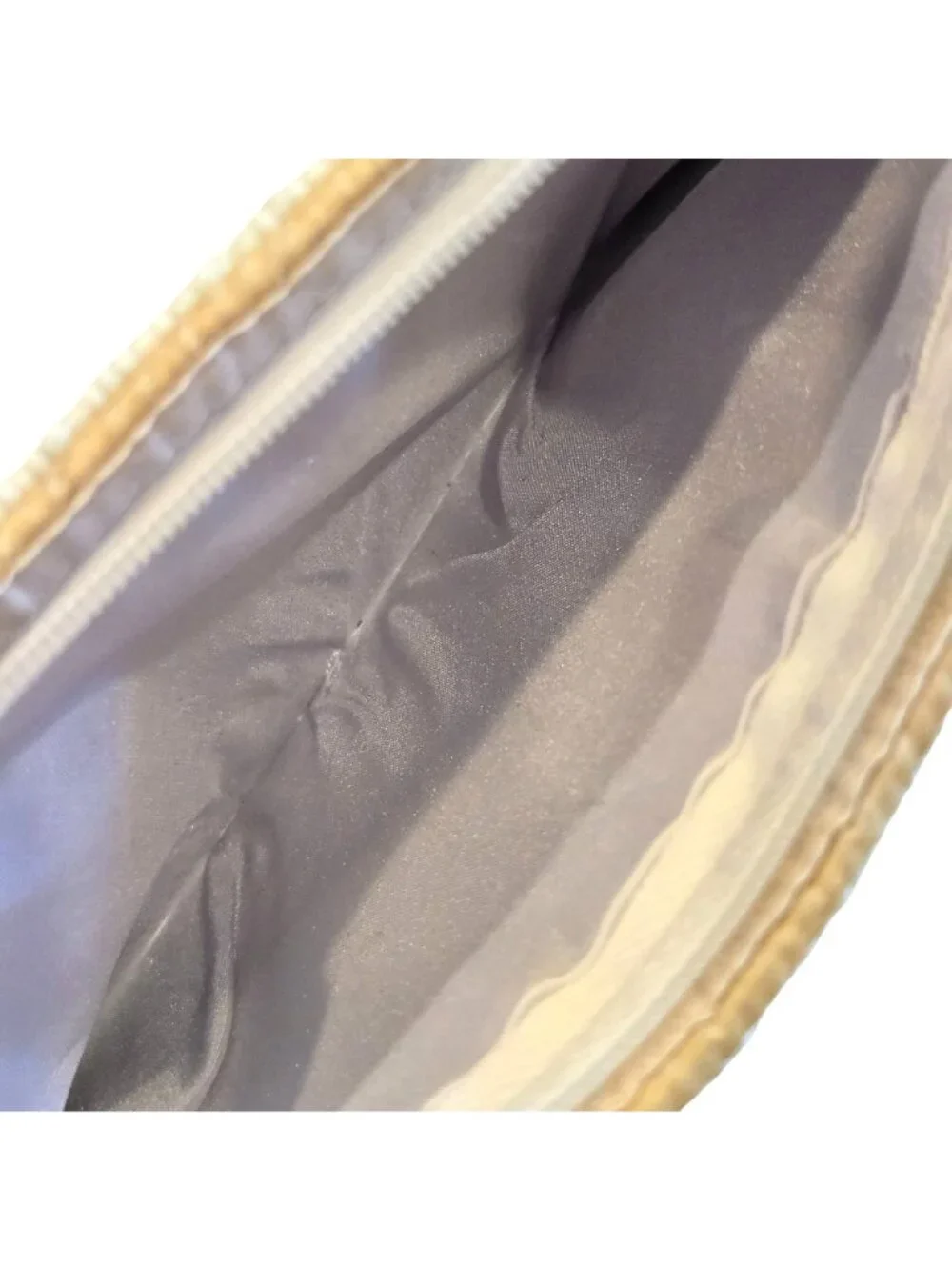 White Ivory Geometric Beaded Satin Lined Clutch Wristlet YKK Zipper